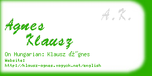 agnes klausz business card